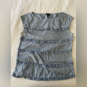 Talbots grayish blue ruffled blouse - size 4.